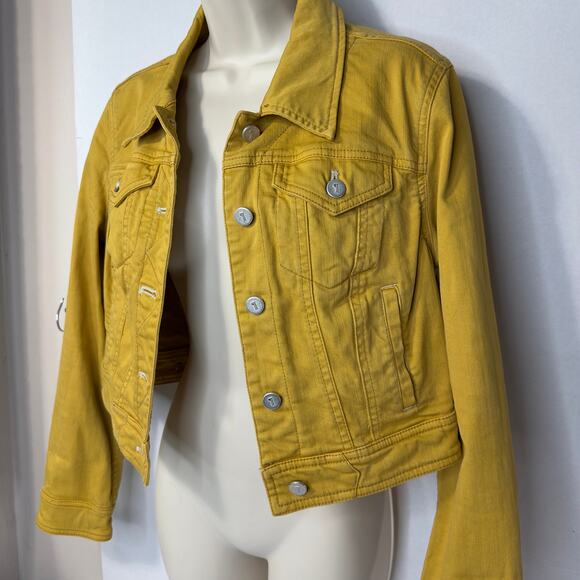 P.O.L Mustard Yellow Cropped Denim Jacket - Women’s Small - Excellent Condition - Picture 4 of 16
